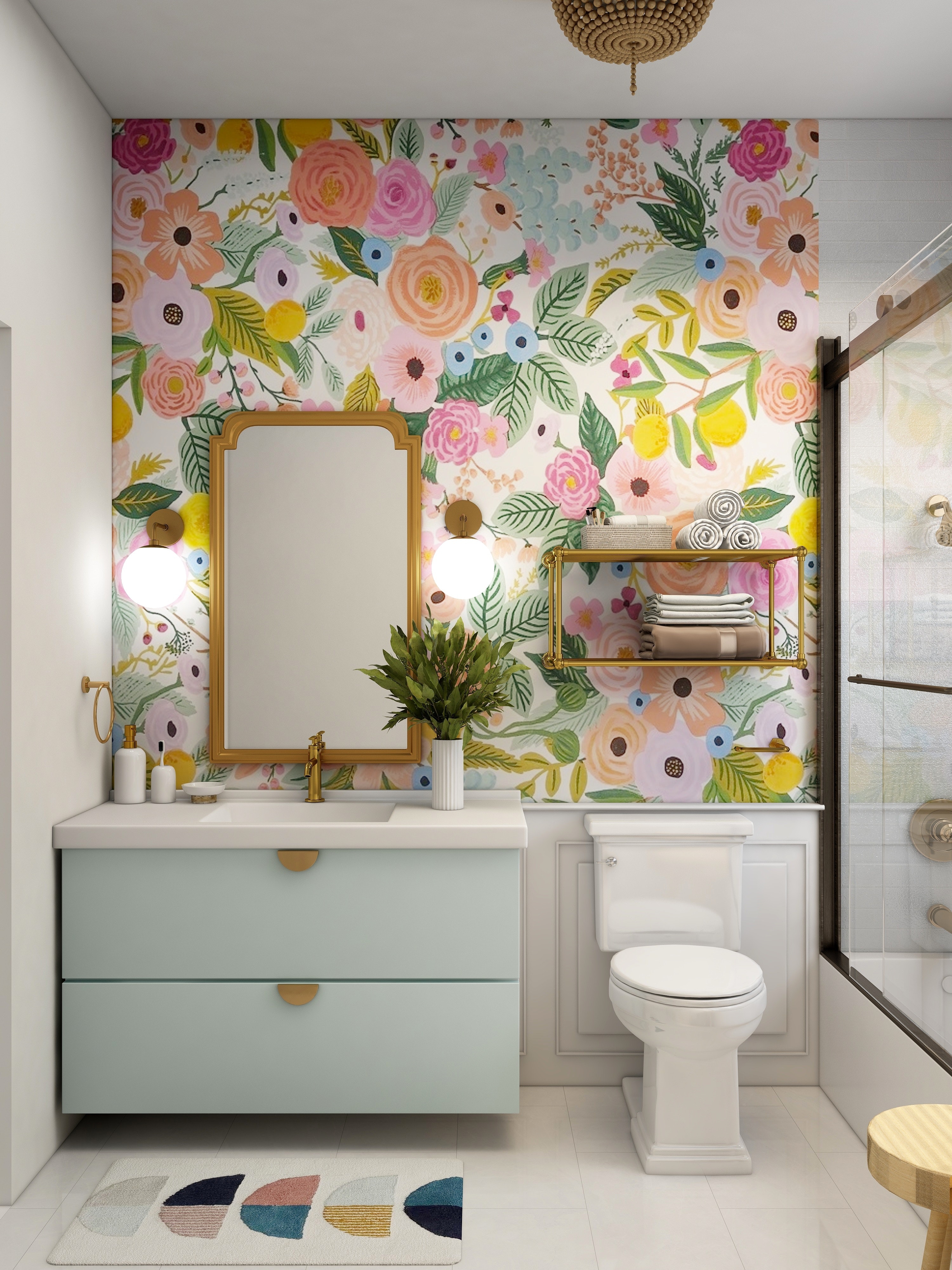 Luxury bathroom wallpaper Mercer Island