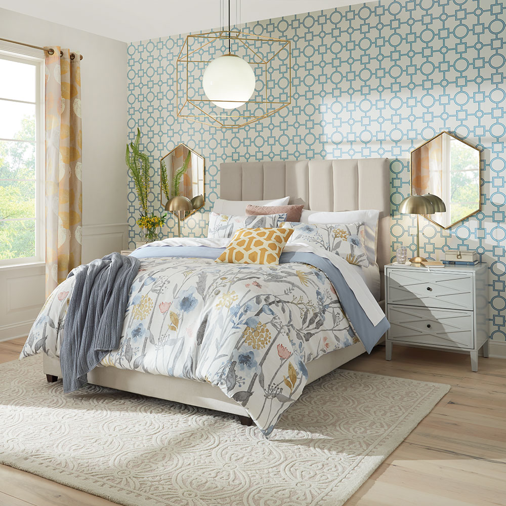 Bedroom accent wall wallpaper installation Seattle